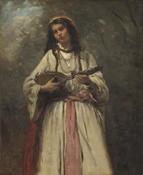 Zigeunermädchen mit Mandoline, um 1870